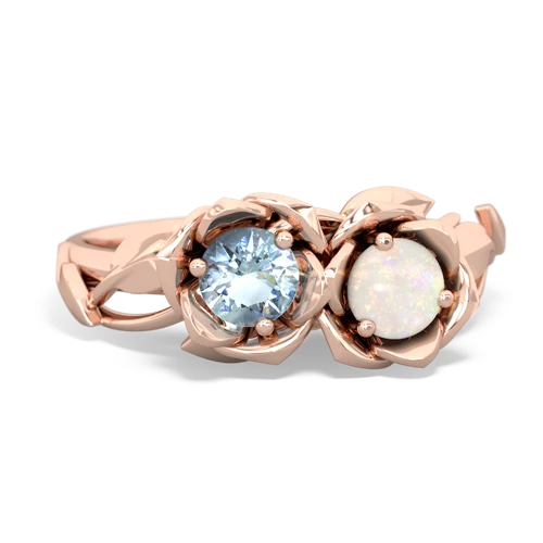 aquamarine-opal roses ring