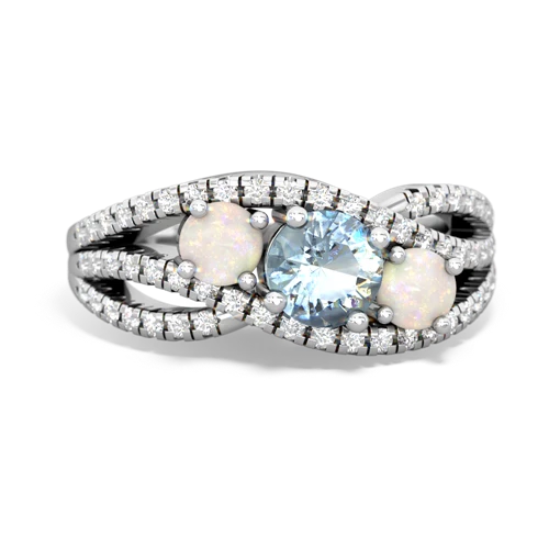 aquamarine-opal three stone pave ring