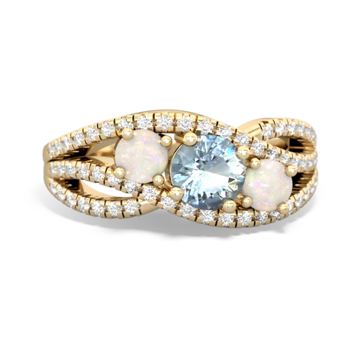 aquamarine-opal three stone pave ring