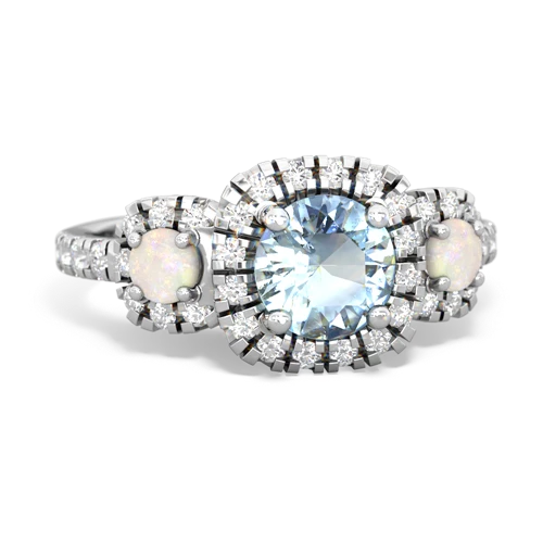 aquamarine-opal three stone regal ring