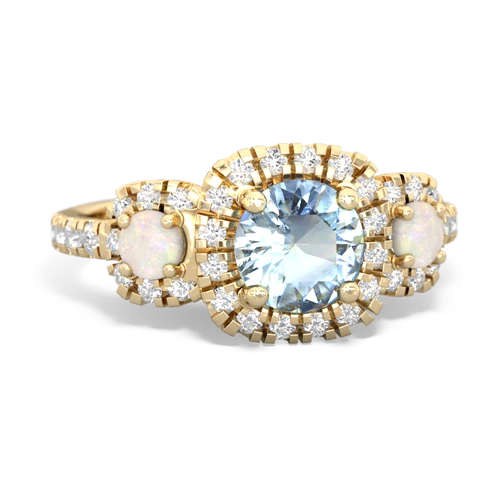 aquamarine-opal three stone regal ring