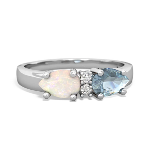 Aquamarine Genuine Aquamarine with Genuine Opal Pear Bowtie ring Ring