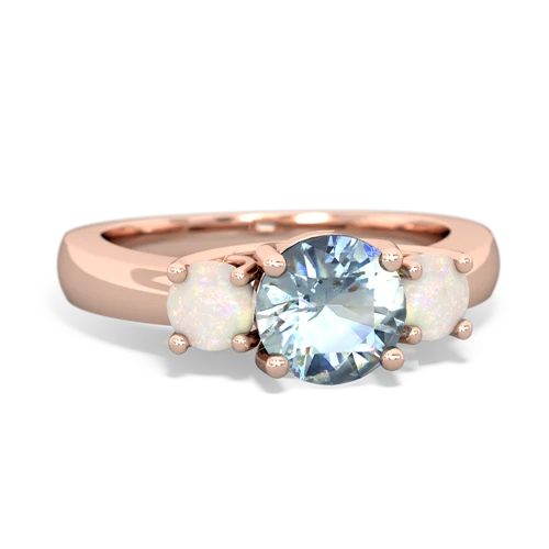 Aquamarine Genuine Aquamarine with Genuine Opal and Genuine Smoky Quartz Three Stone Trellis ring Ring