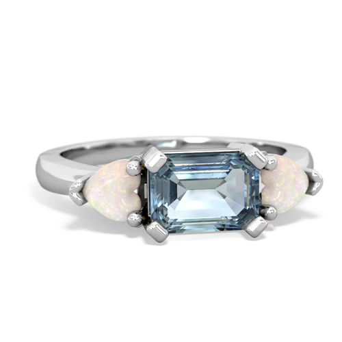 Aquamarine Genuine Aquamarine with Genuine Opal and  Three Stone ring Ring