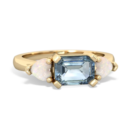 Aquamarine Genuine Aquamarine with Genuine Opal and Genuine Smoky Quartz Three Stone ring Ring
