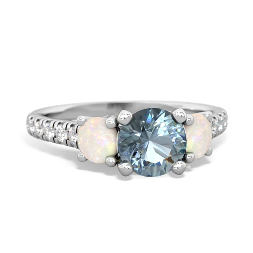Aquamarine Genuine Aquamarine with Genuine Opal and  Pave Trellis ring Ring