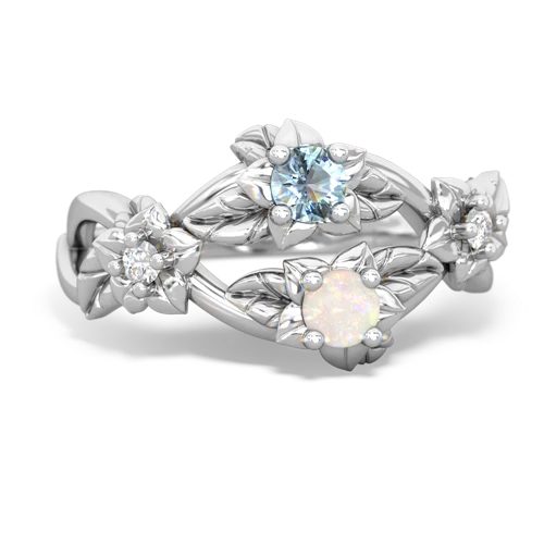 Aquamarine Genuine Aquamarine with Genuine Opal Sparkling Bouquet ring Ring