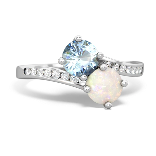 Aquamarine Genuine Aquamarine with Genuine Opal Keepsake Two Stone ring Ring