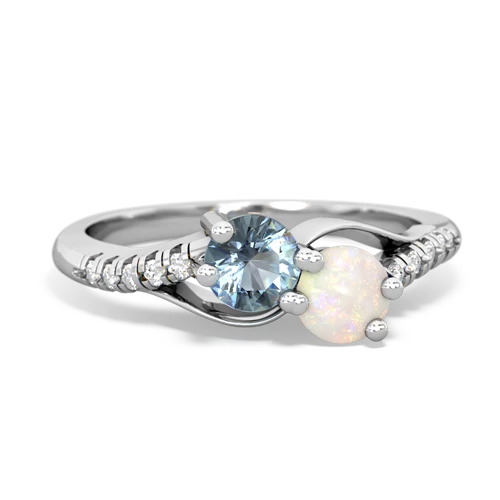 Aquamarine Genuine Aquamarine with Genuine Opal Two Stone Infinity ring Ring
