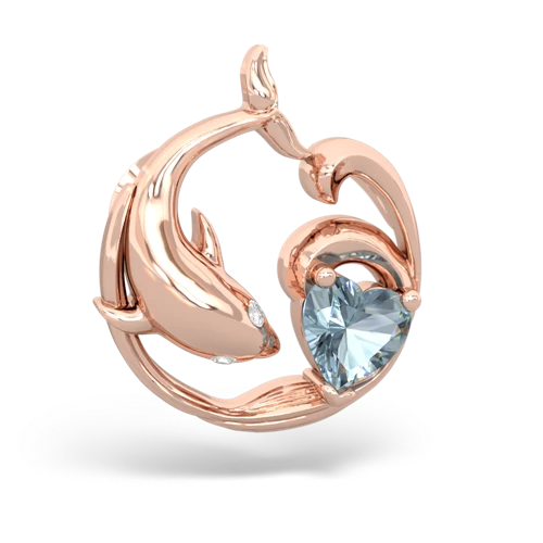 aquamarine dolphin heart pendant