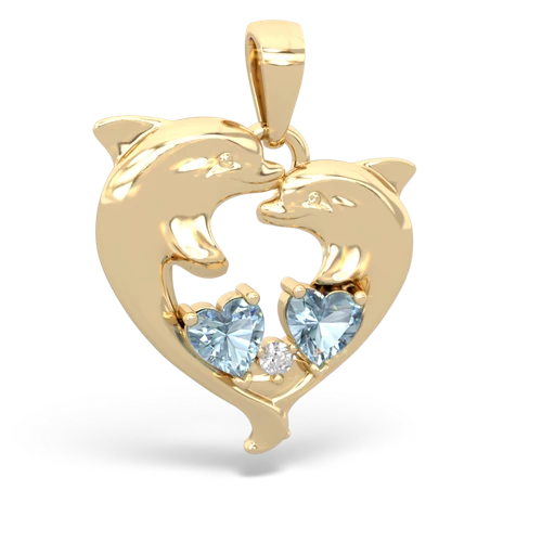 Aquamarine Dolphin Heart Genuine Aquamarine pendant Pendant