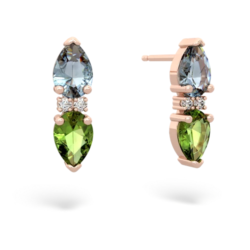 aquamarine-peridot bowtie earrings