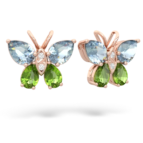 aquamarine-peridot butterfly earrings