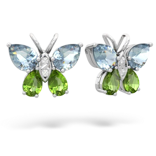 aquamarine-peridot butterfly earrings