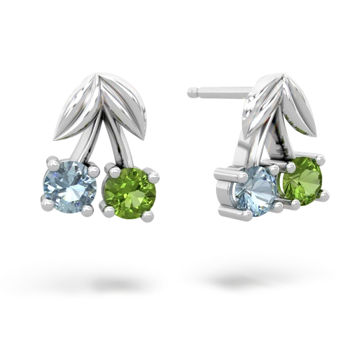 aquamarine-peridot cherries earrings
