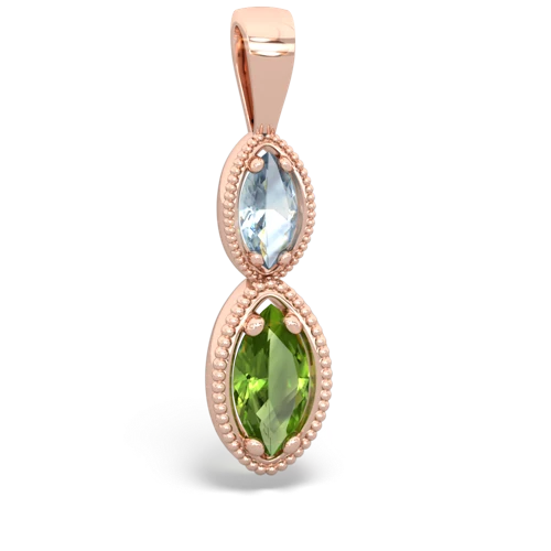 Aquamarine Genuine Aquamarine with Genuine Peridot Antique-style Halo pendant Pendant