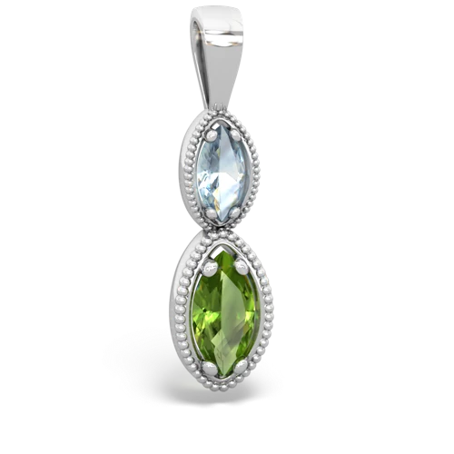 aquamarine-peridot antique milgrain pendant