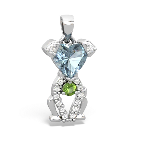 aquamarine-peridot birthstone puppy pendant