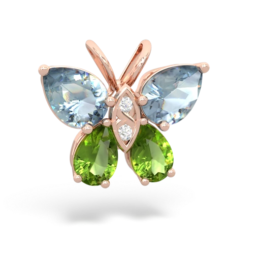 aquamarine-peridot butterfly pendant