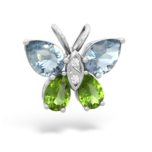aquamarine-peridot butterfly pendant