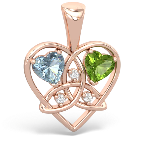 aquamarine-peridot celtic heart pendant