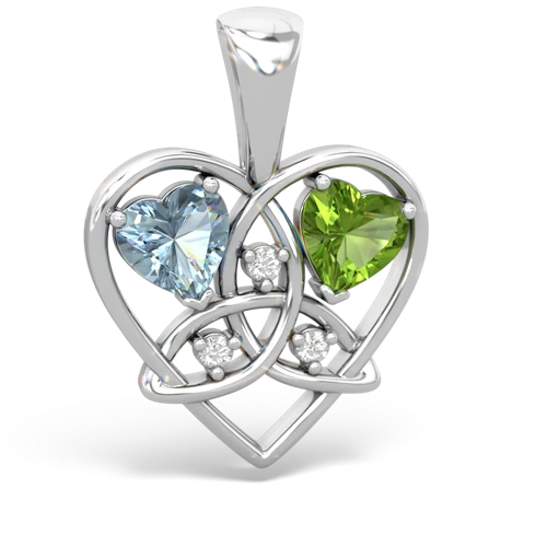 aquamarine-peridot celtic heart pendant