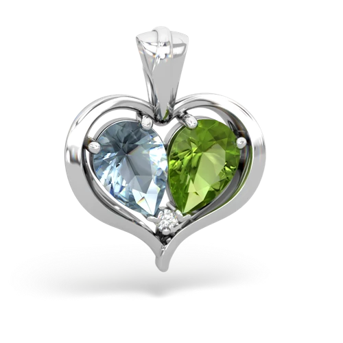 aquamarine-peridot half heart whole pendant