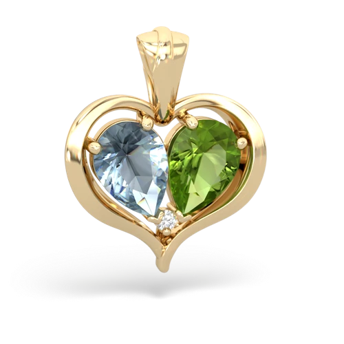 aquamarine-peridot half heart whole pendant