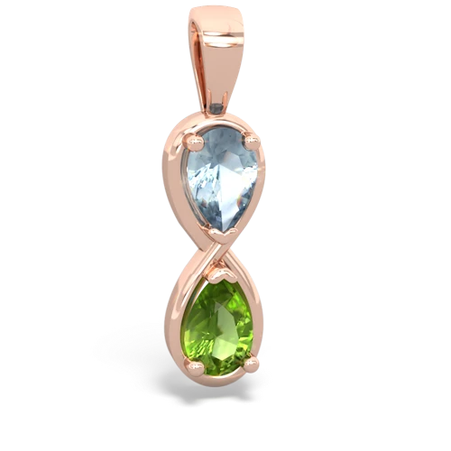 Aquamarine Genuine Aquamarine with Genuine Peridot Infinity pendant Pendant