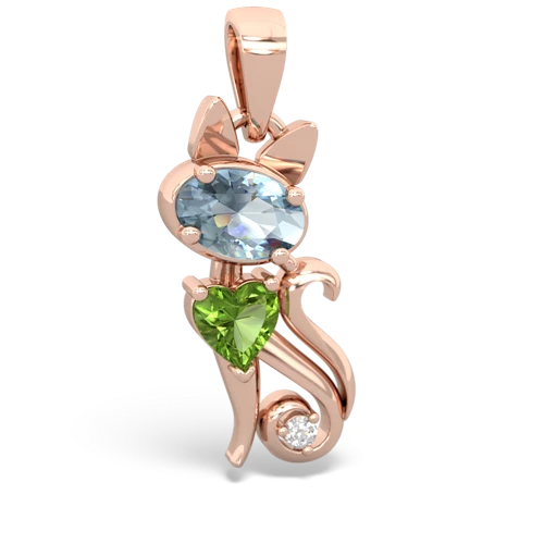 Aquamarine Genuine Aquamarine with Genuine Peridot Kitten pendant Pendant