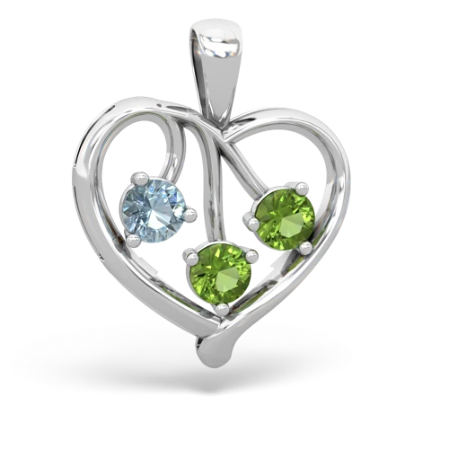 Aquamarine Genuine Aquamarine with Genuine Peridot and  Glowing Heart pendant Pendant