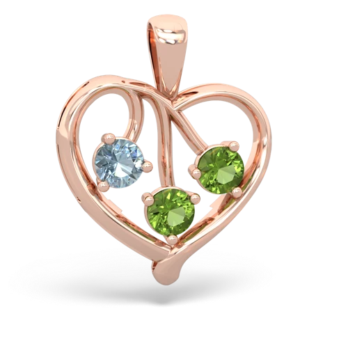 aquamarine-peridot love heart pendant