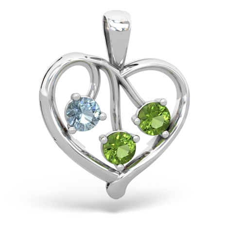 aquamarine-peridot love heart pendant