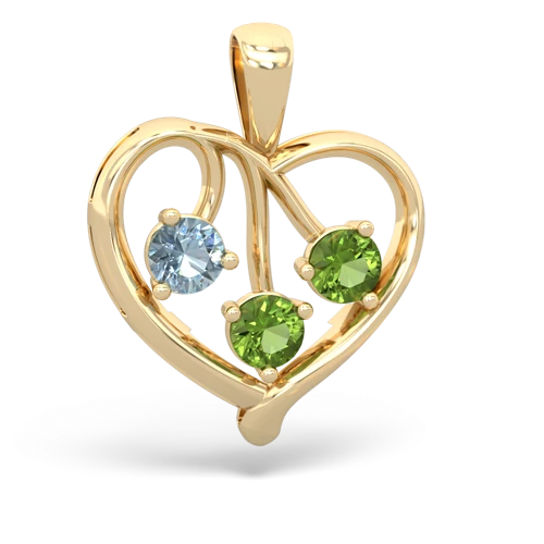 aquamarine-peridot love heart pendant