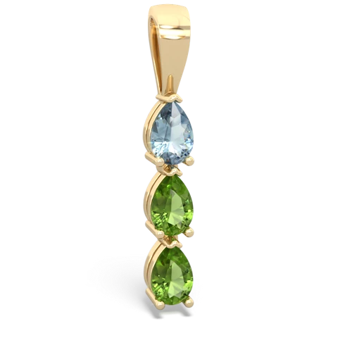 Aquamarine Genuine Aquamarine with Genuine Peridot and Genuine Emerald Three Stone pendant Pendant