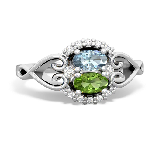 aquamarine-peridot antique keepsake ring