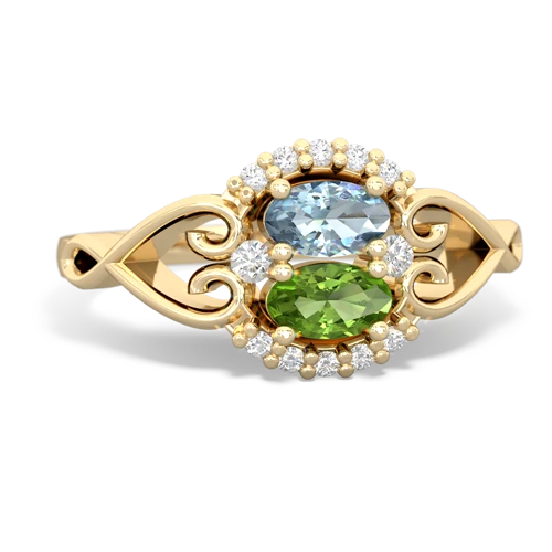 aquamarine-peridot antique keepsake ring