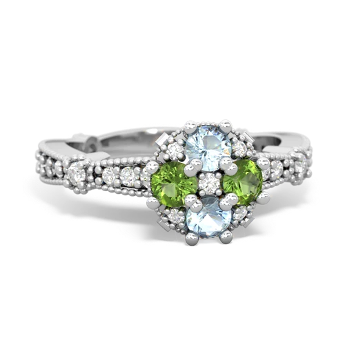 aquamarine-peridot art deco engagement ring