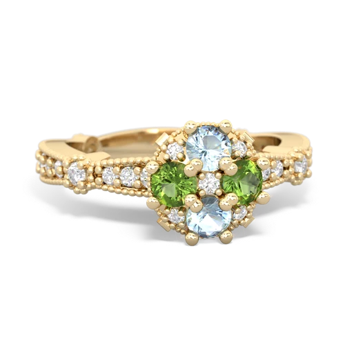 aquamarine-peridot art deco engagement ring