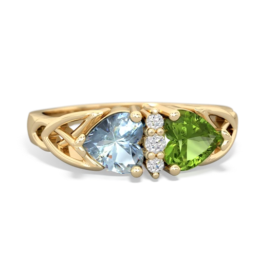 Aquamarine Genuine Aquamarine with Genuine Peridot Celtic Trinity Knot ring Ring
