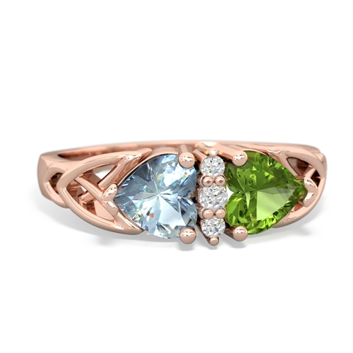 aquamarine-peridot celtic ring