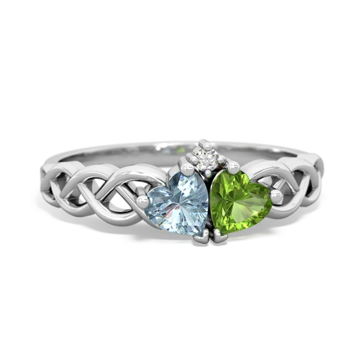 aquamarine-peridot celtic braid ring