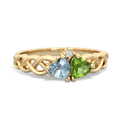 aquamarine-peridot celtic braid ring