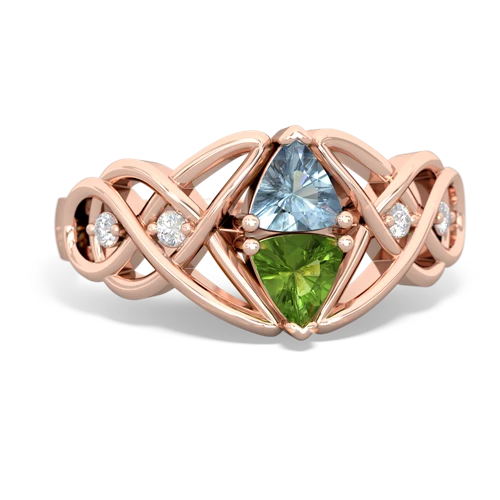 Aquamarine Genuine Aquamarine with Genuine Peridot Keepsake Celtic Knot ring Ring
