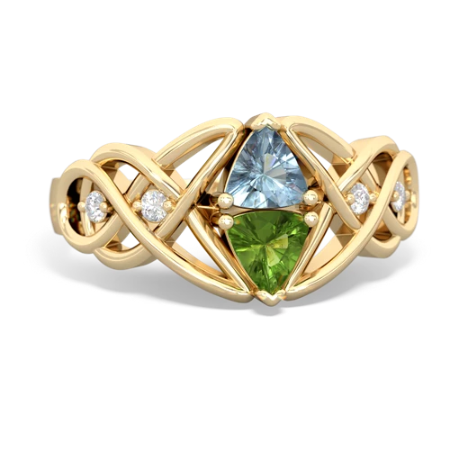 aquamarine-peridot celtic knot ring