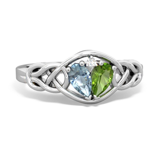 aquamarine-peridot celtic knot ring