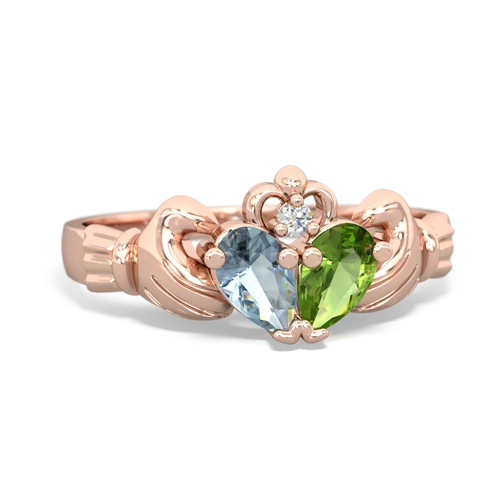 aquamarine-peridot claddagh ring