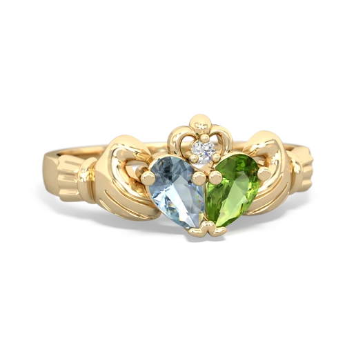 aquamarine-peridot claddagh ring