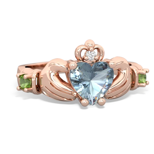 Aquamarine Genuine Aquamarine with Genuine Peridot and Genuine Citrine Claddagh ring Ring