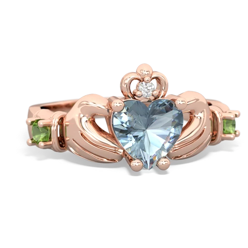 aquamarine-peridot claddagh ring